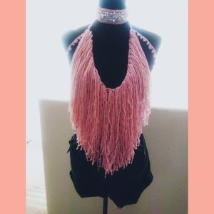 Jean Fringe crop top